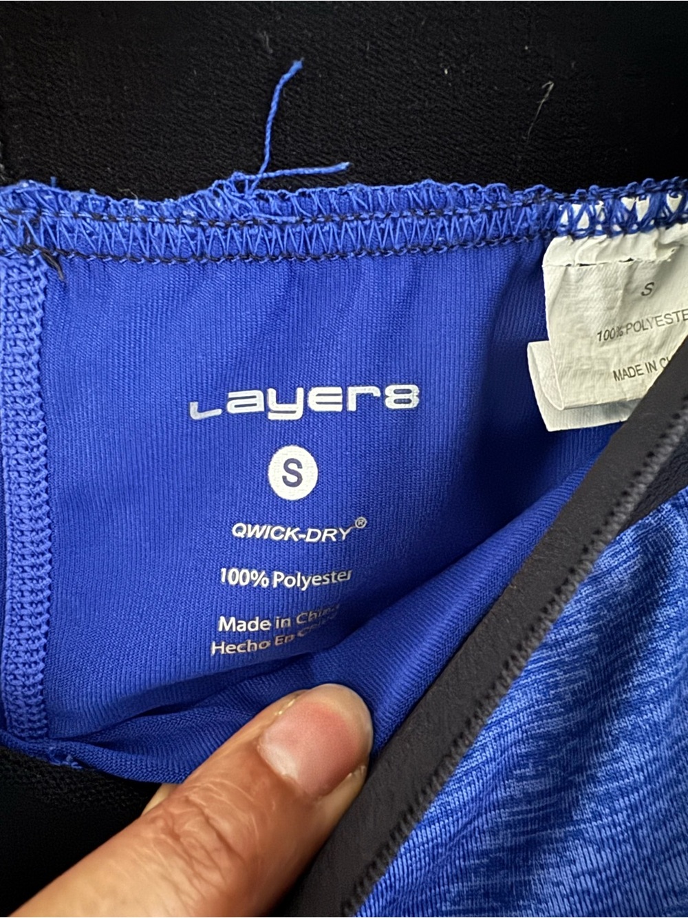 Layer 8 Blue Athletic Double-Layer Running Shorts with Black Trim - Picture 3 of 3